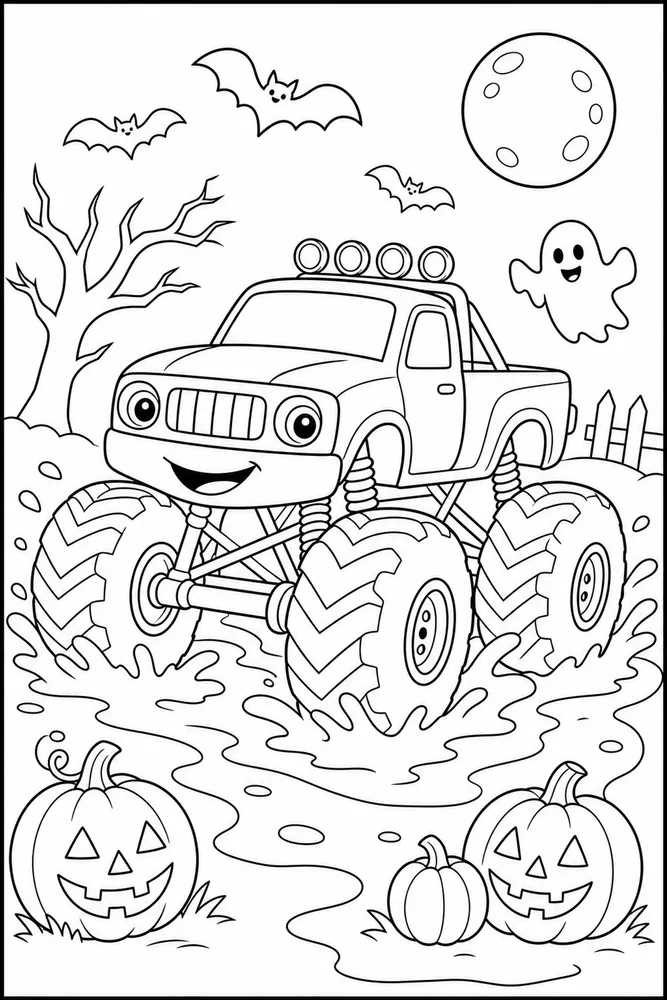 Halloween Monster Truck Halloween Monster Truck Muddy Track coloring page