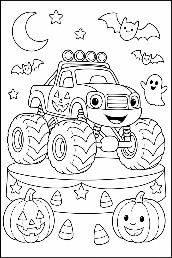 Halloween Monster Truck Halloween Monster Truck Showcase Platform coloring page