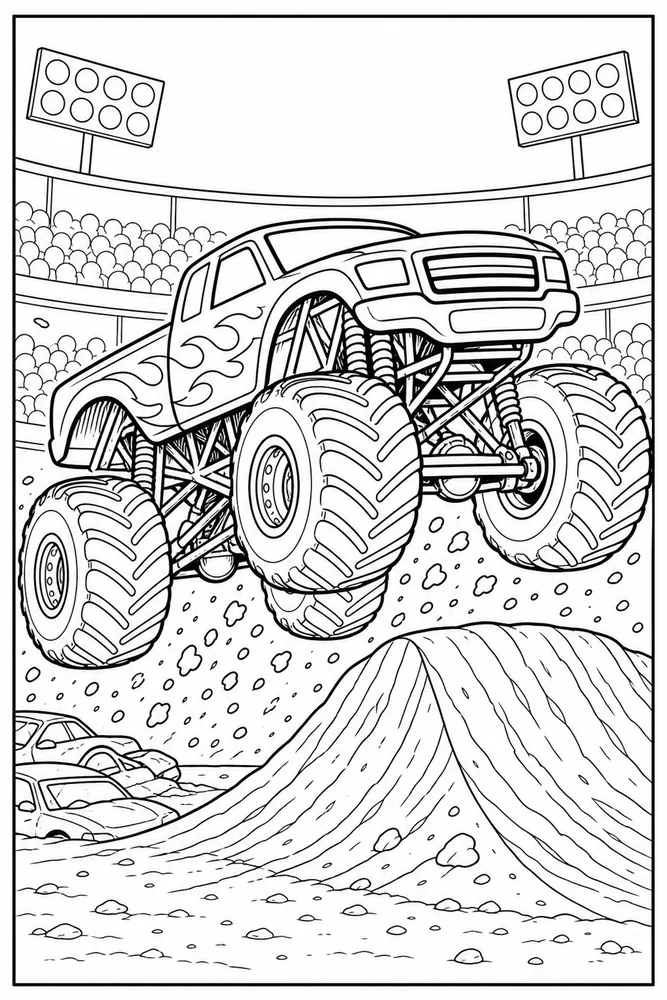 Monster Jam Truck Arena Dirt Track Truck printable coloring page