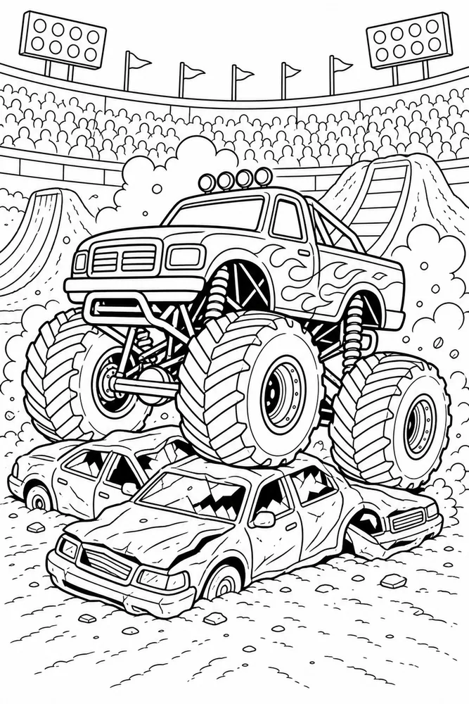 Monster Jam Truck Monster Truck Crush Cars printable coloring page