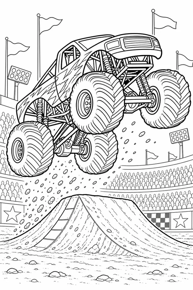 Monster Jam Truck Monster Truck Freestyle Pose printable coloring page
