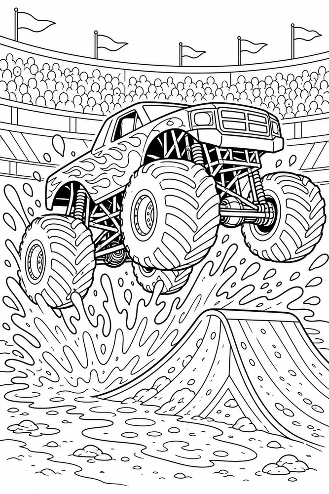 Monster Jam Truck Monster Truck Mud Splash printable coloring page