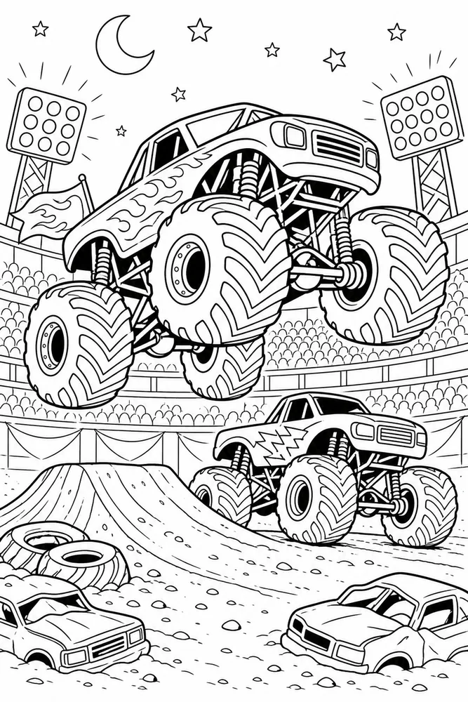 Monster Jam Truck Monster Truck Night Arena printable coloring page