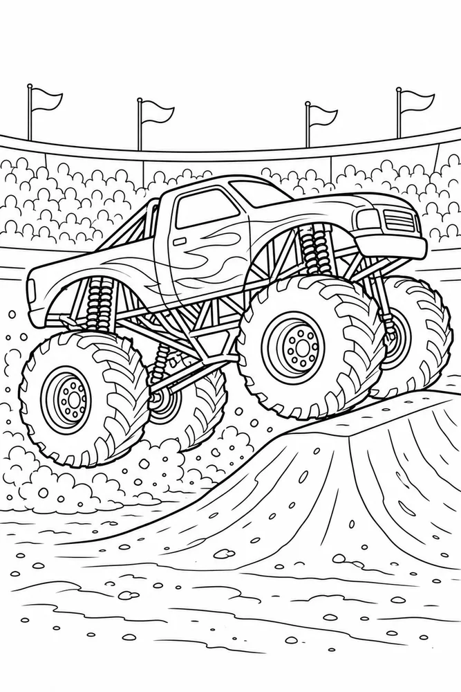 Monster Jam Truck Monster Truck Side Profile printable coloring page