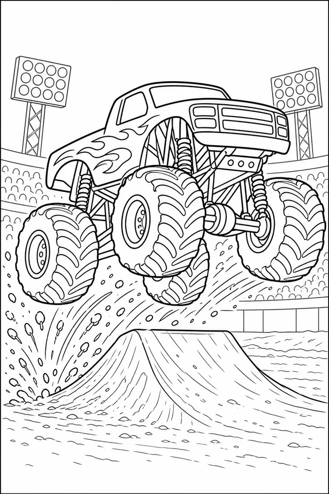 Monster Jam Truck Monster Truck Simple Outline printable coloring page