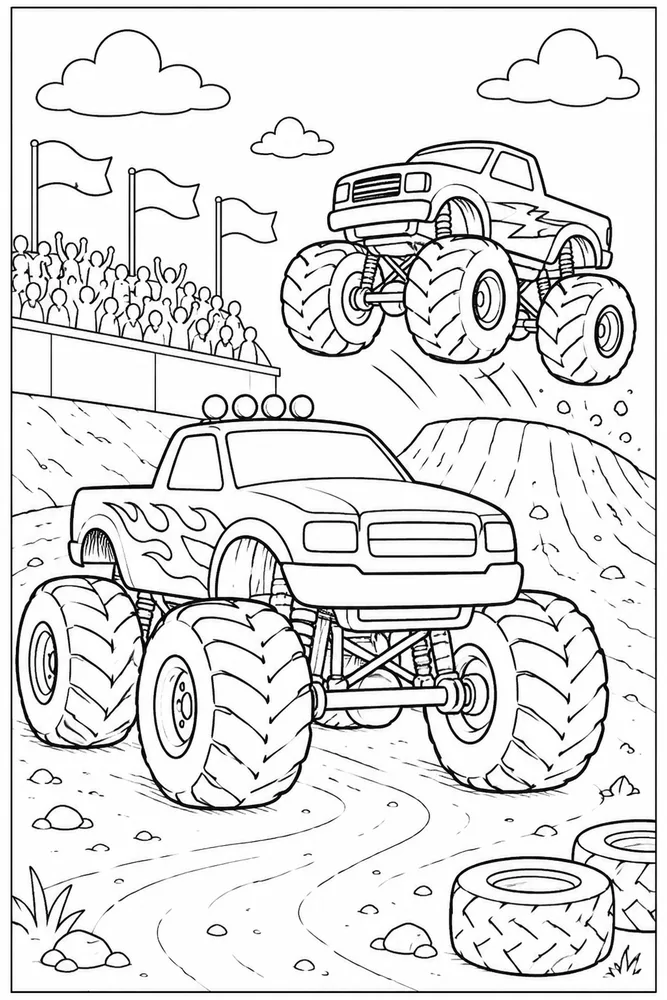 Monster Truck Race Monster Truck Race Dirt Road coloring page