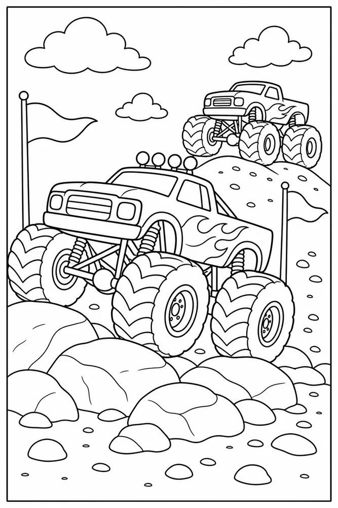 Monster Truck Race Monster Truck Race Rocky Obstacle coloring page