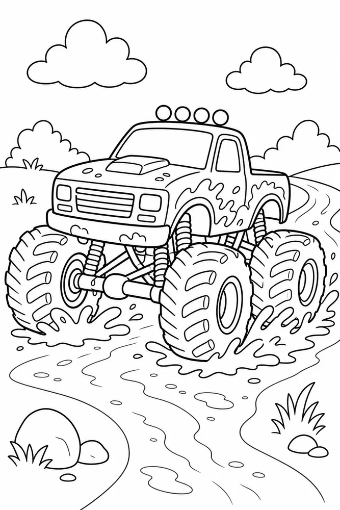 Muddy Monster Truck Muddy Monster Truck Dirt Road coloring page