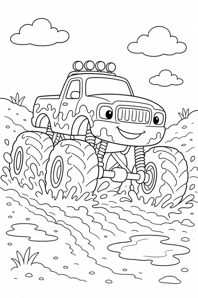Muddy Monster Truck Muddy Monster Truck Muddy Track coloring page