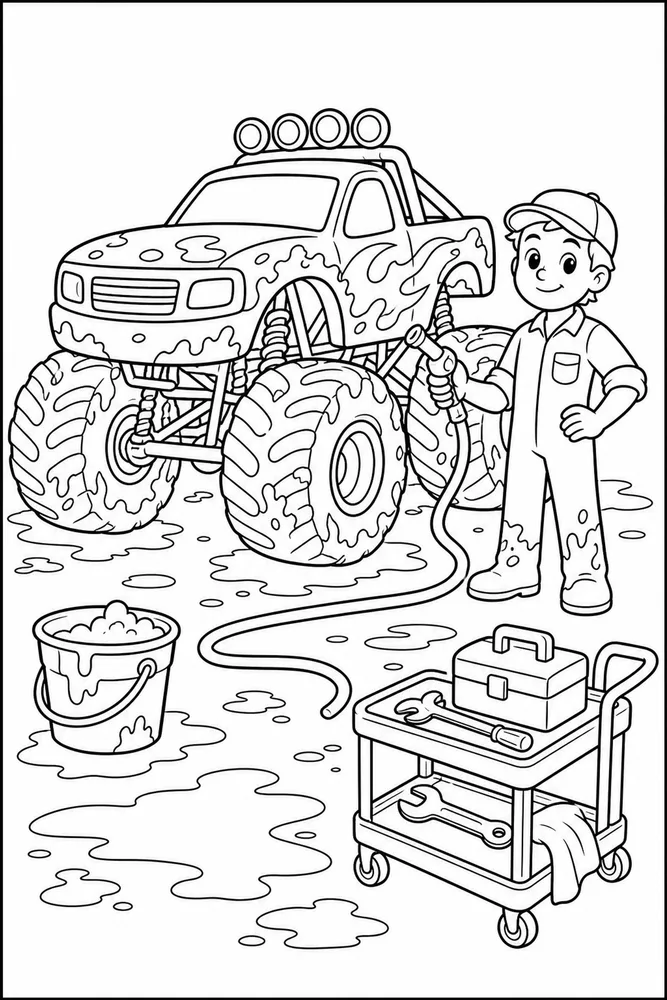 Muddy Monster Truck Muddy Monster Truck Pit Stop coloring page