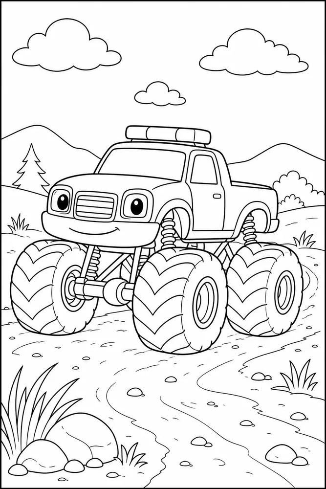 Police Monster Truck Police Monster Truck Dirt Road coloring page