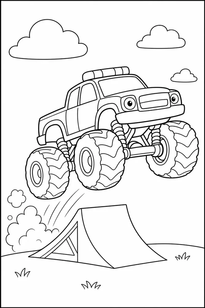 Police Monster Truck Police Monster Truck Ramp Jump coloring page