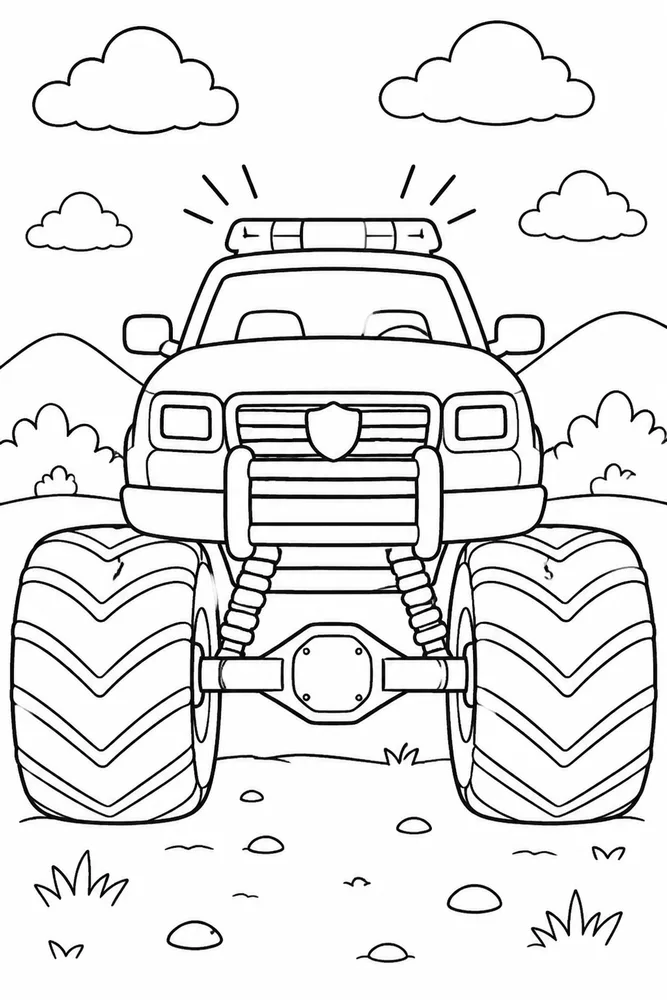 Police Monster Truck Police Monster Truck Simple Front View coloring page