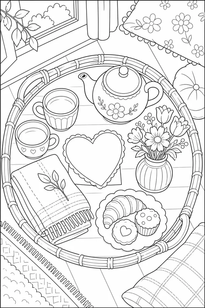 Happy Mothers Day Happy mothers day cozy indoor moment coloring page