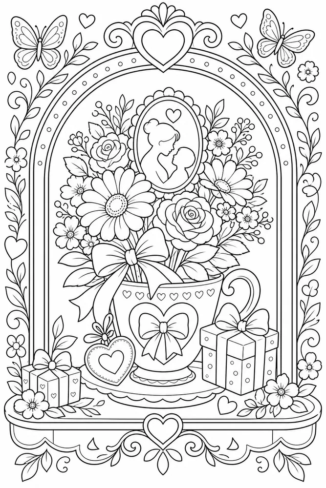 Happy Mothers Day Happy mothers day decorative border coloring page