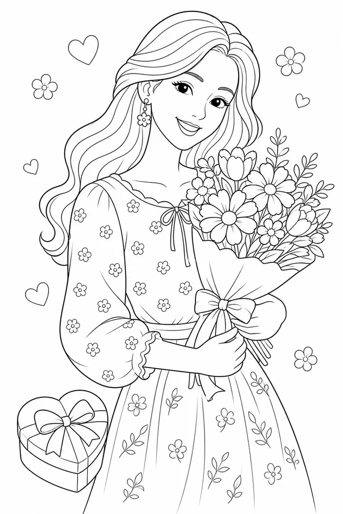 Happy Mothers Day Happy mothers day front portrait coloring page