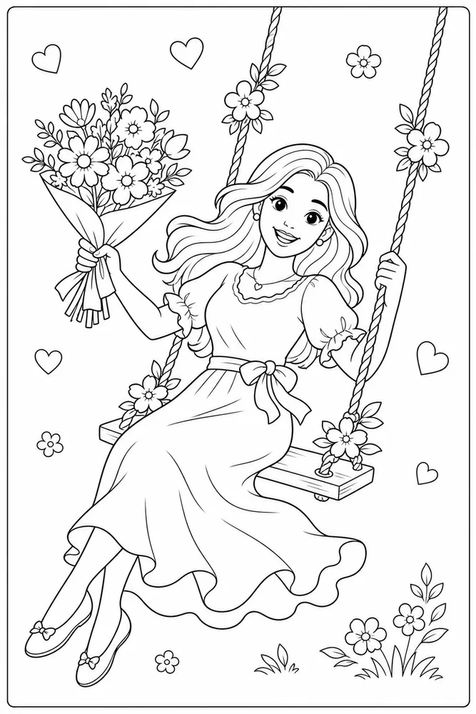 Happy Mothers Day Happy mothers day playful pose coloring page