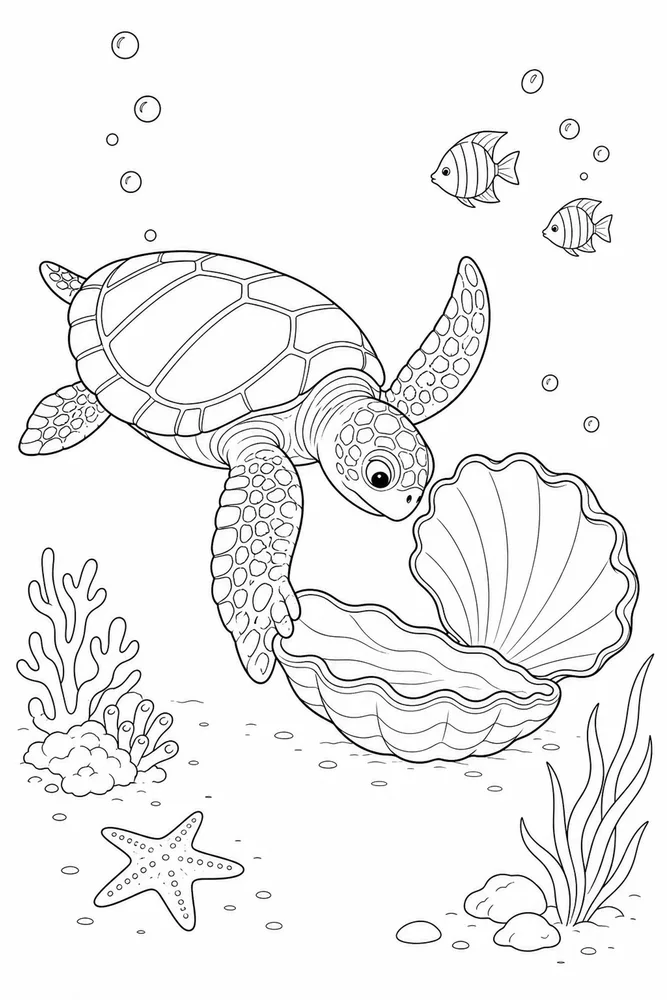 Ocean Creatures Ocean creatures activity scene coloring page