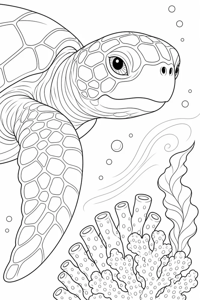 Ocean Creatures Ocean creatures close up detail coloring page