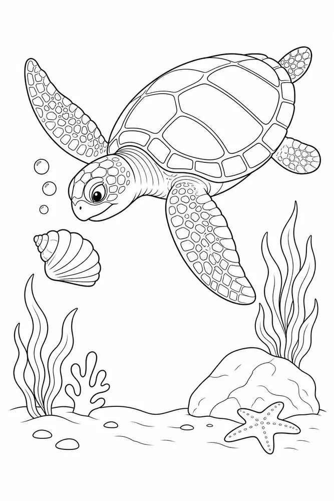 Ocean Creatures Ocean creatures front portrait coloring page