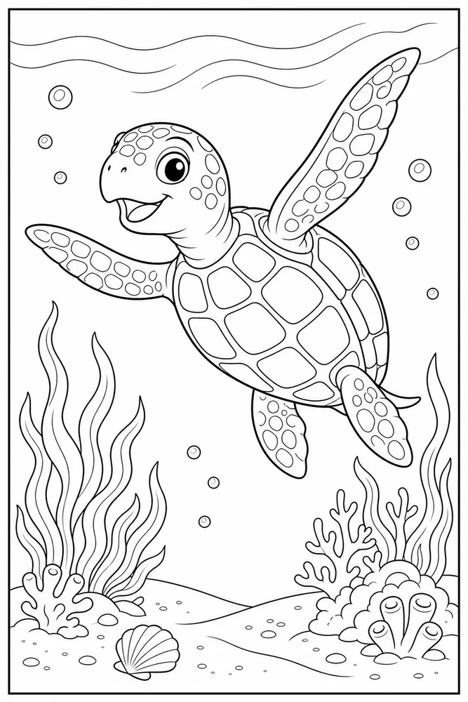 Ocean Creatures Ocean creatures playful pose coloring page
