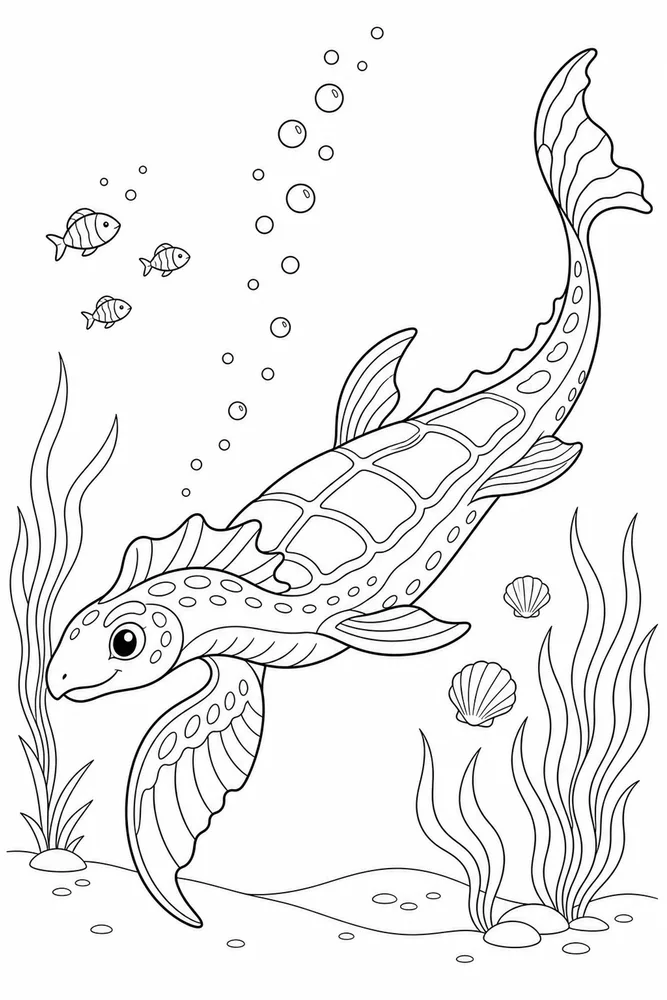 Ocean Creatures Ocean creatures simple scene coloring page