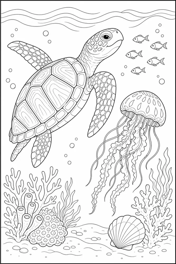 Ocean for Adults Ocean for adults family scene coloring page
