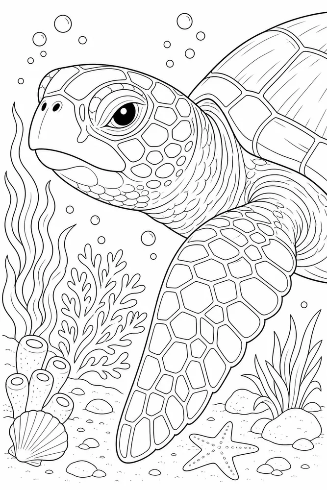 Ocean Life Ocean life close up detail coloring page