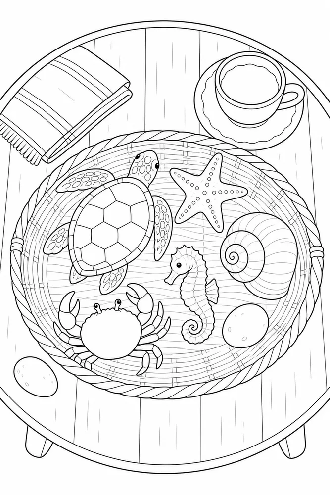 Ocean Life Ocean life cozy indoor moment coloring page