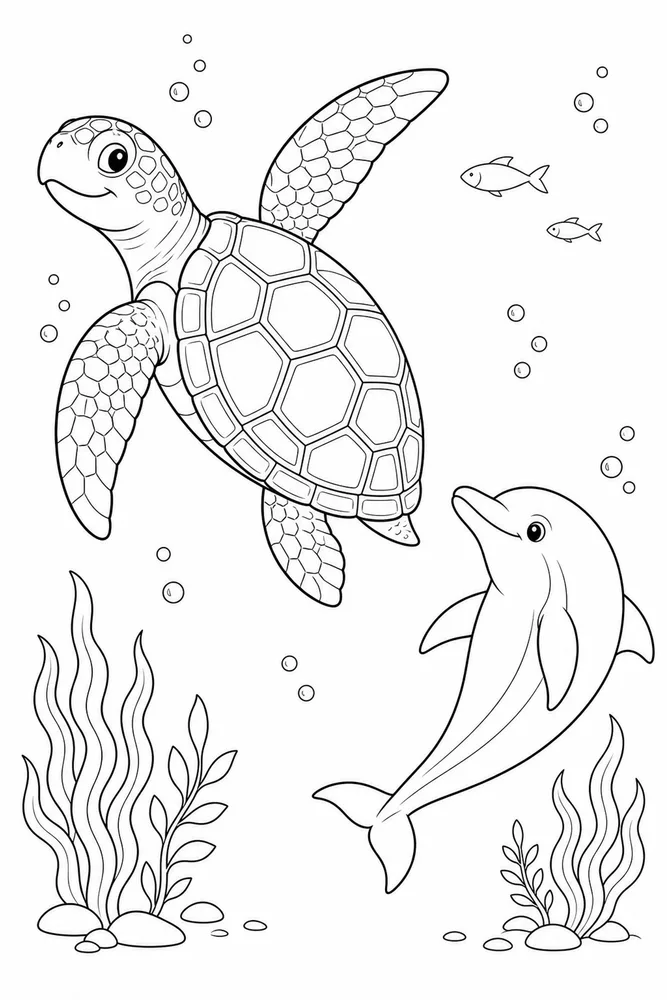 Ocean Life Ocean life family scene coloring page