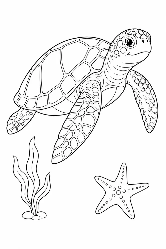 Ocean Life Coloring Pages preview: Ocean Life Ocean life front portrait coloring page