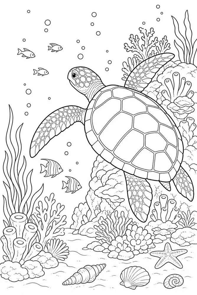 Ocean Life Ocean life garden setting coloring page