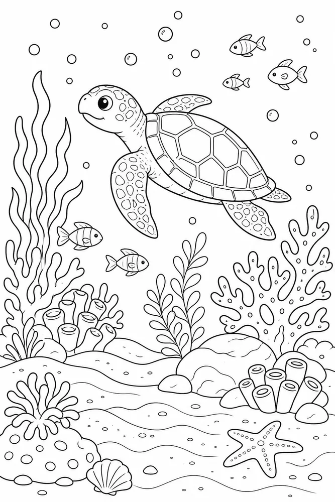Ocean Life Ocean life habitat background coloring page