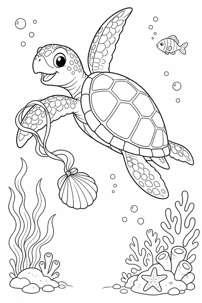 Ocean Life Ocean life playful pose coloring page