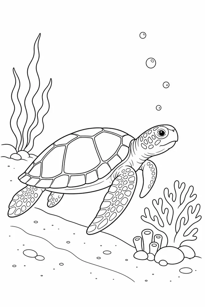 Ocean Life Ocean life simple scene coloring page