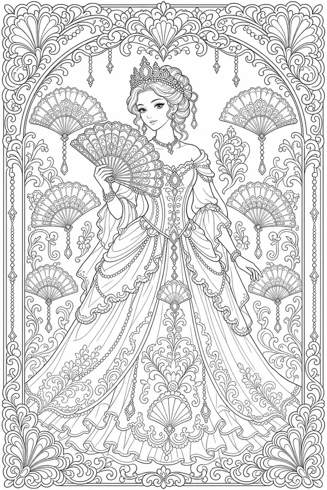 Adult Princess Royal Fan Pattern coloring page