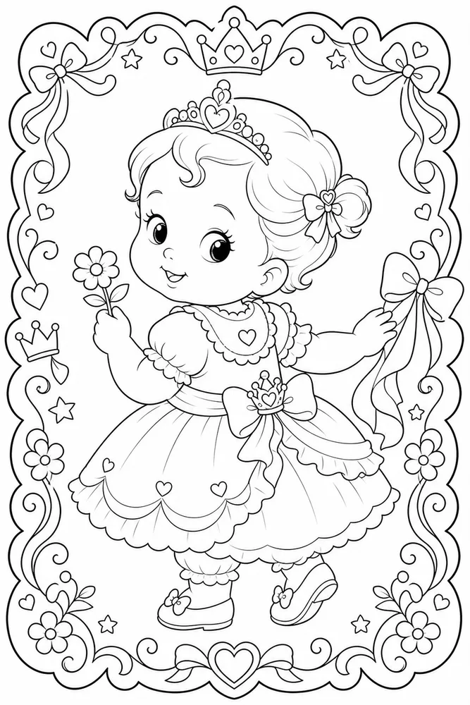 Baby Princess Baby princess decorative border coloring page