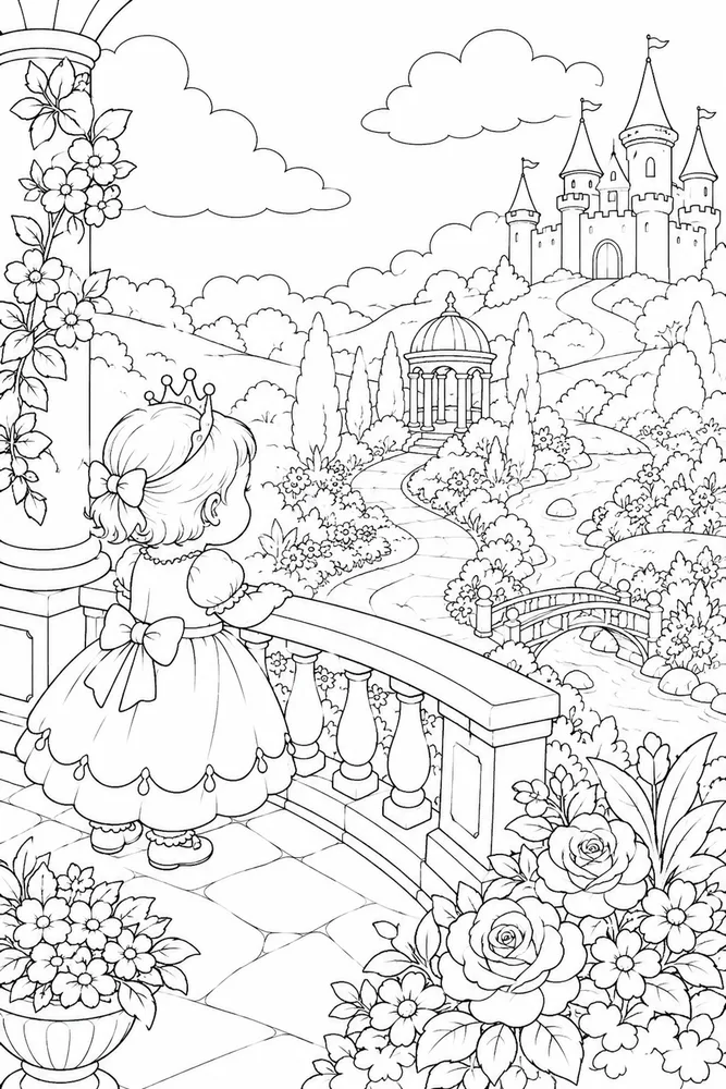 Baby Princess Baby princess habitat background coloring page