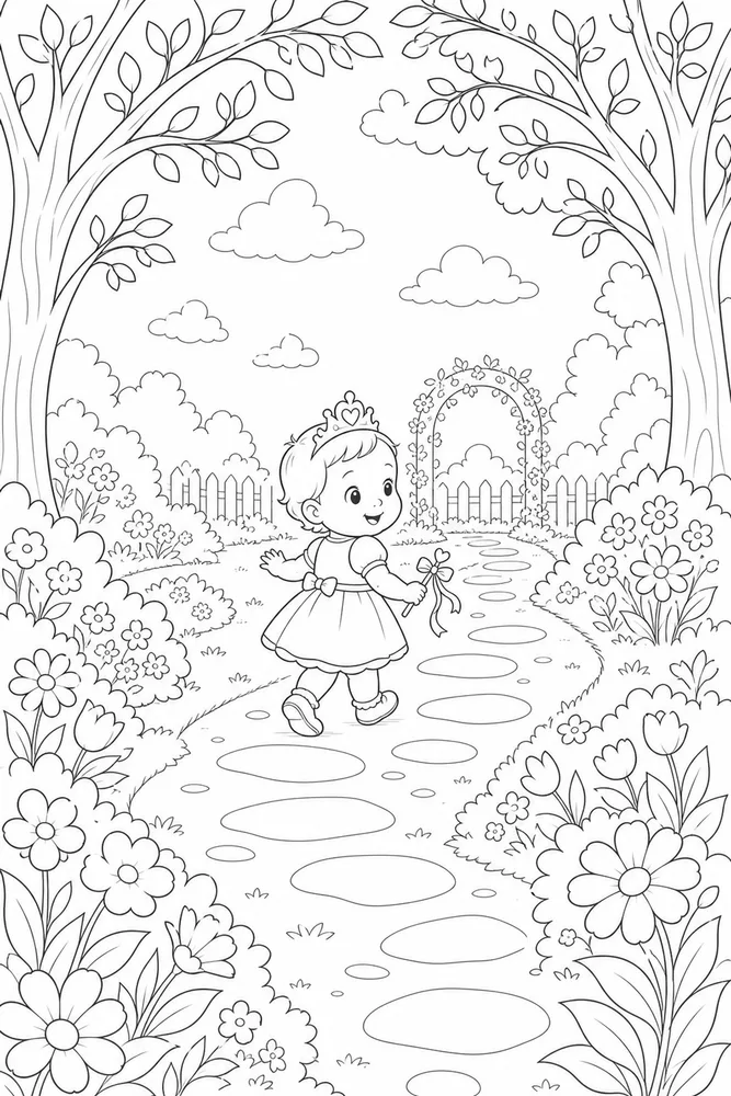 Baby Princess Baby princess outdoor path coloring page