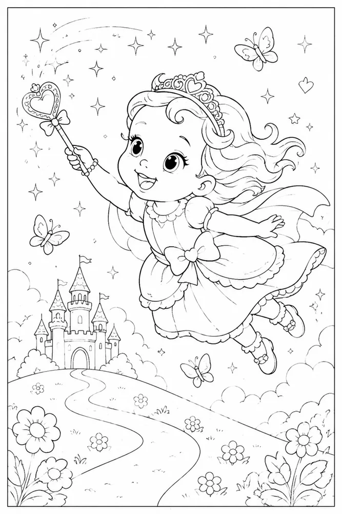 Baby Princess Baby princess playful pose coloring page