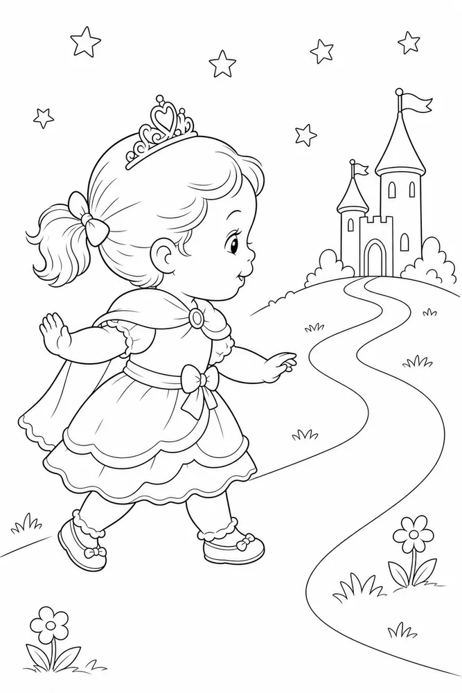 Baby Princess Baby princess simple scene coloring page