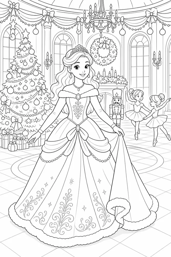 Christmas Princess Holiday Ballroom coloring page