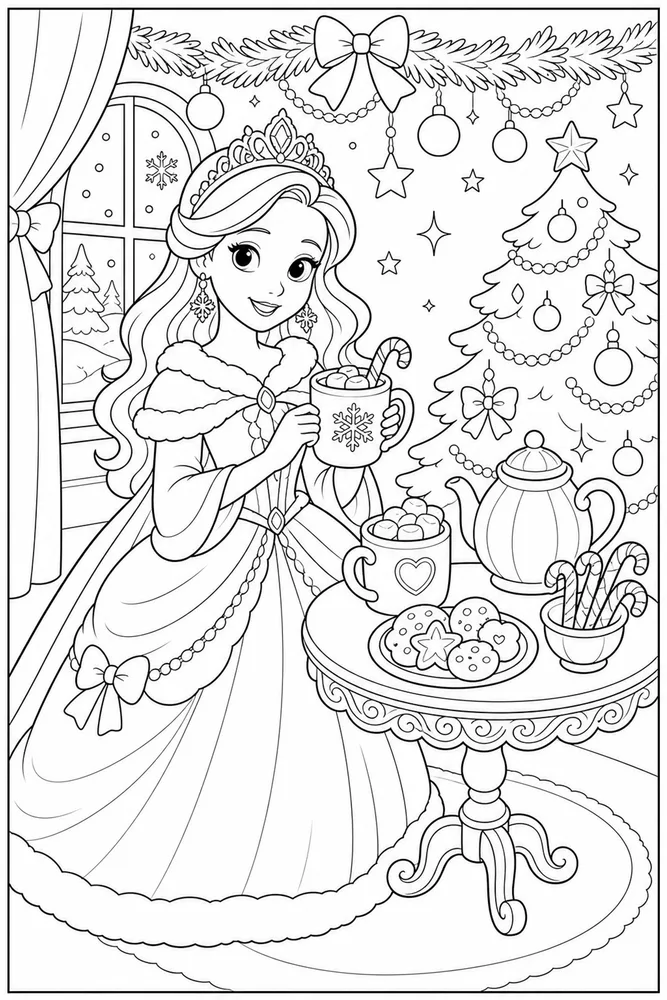Christmas Princess Royal Cocoa Table coloring page