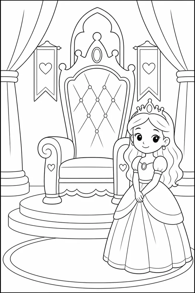 Easy Princess Throne Chair coloring page