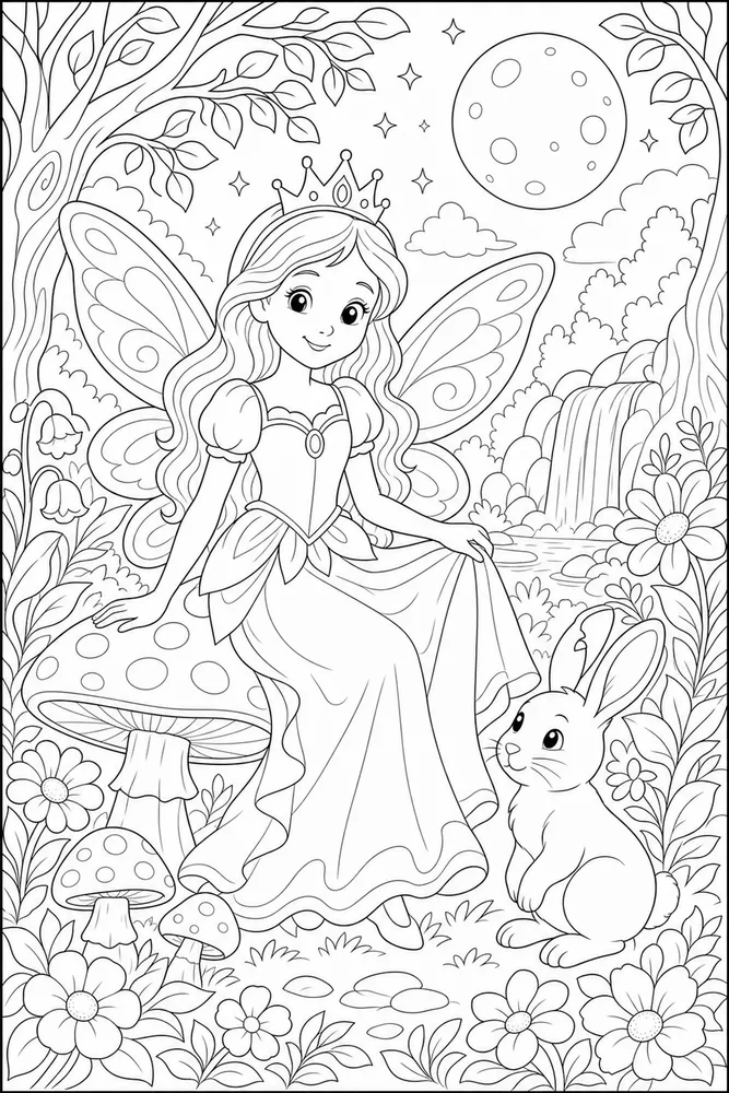 Fairy Princess Moonlit Glen coloring page