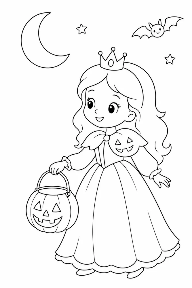 Halloween Princess Halloween princess easy beginner page coloring page