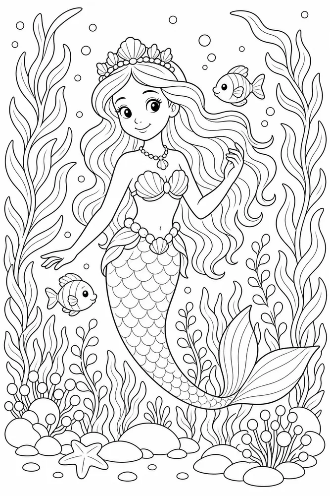 Undersea Princess Kelp Garden coloring page