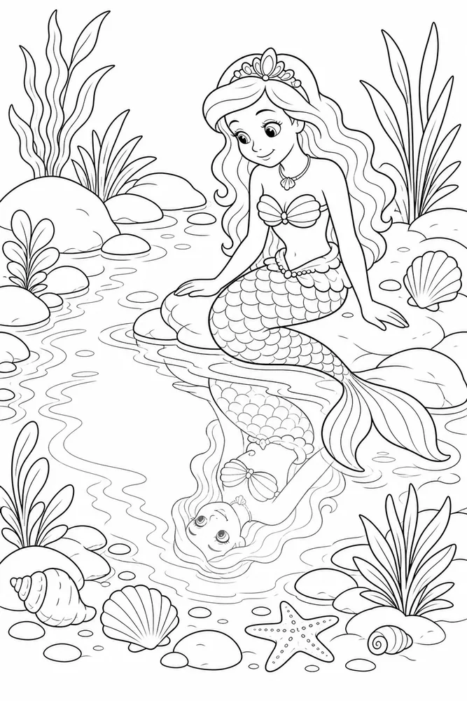 Undersea Princess Lagoon Mirror coloring page
