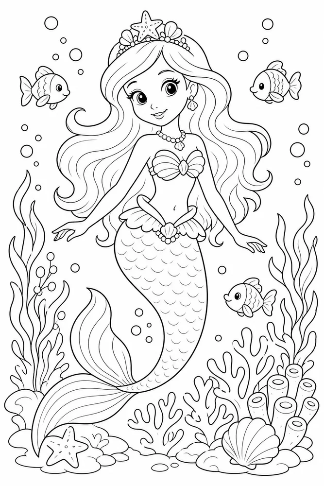 Undersea Princess Starfish Tiara coloring page