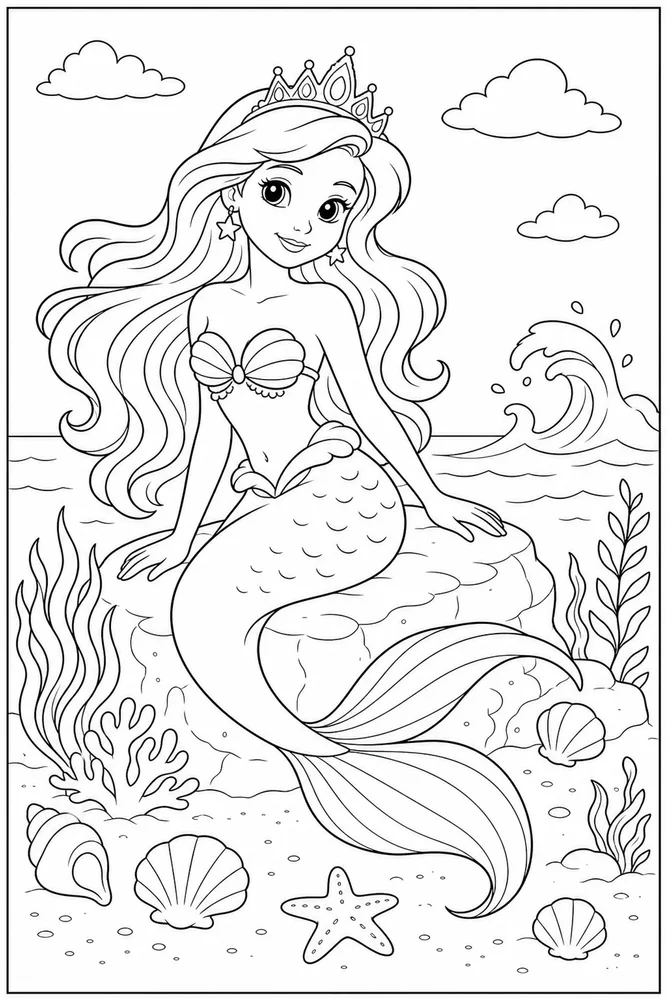Undersea Princess Tail Pose coloring page